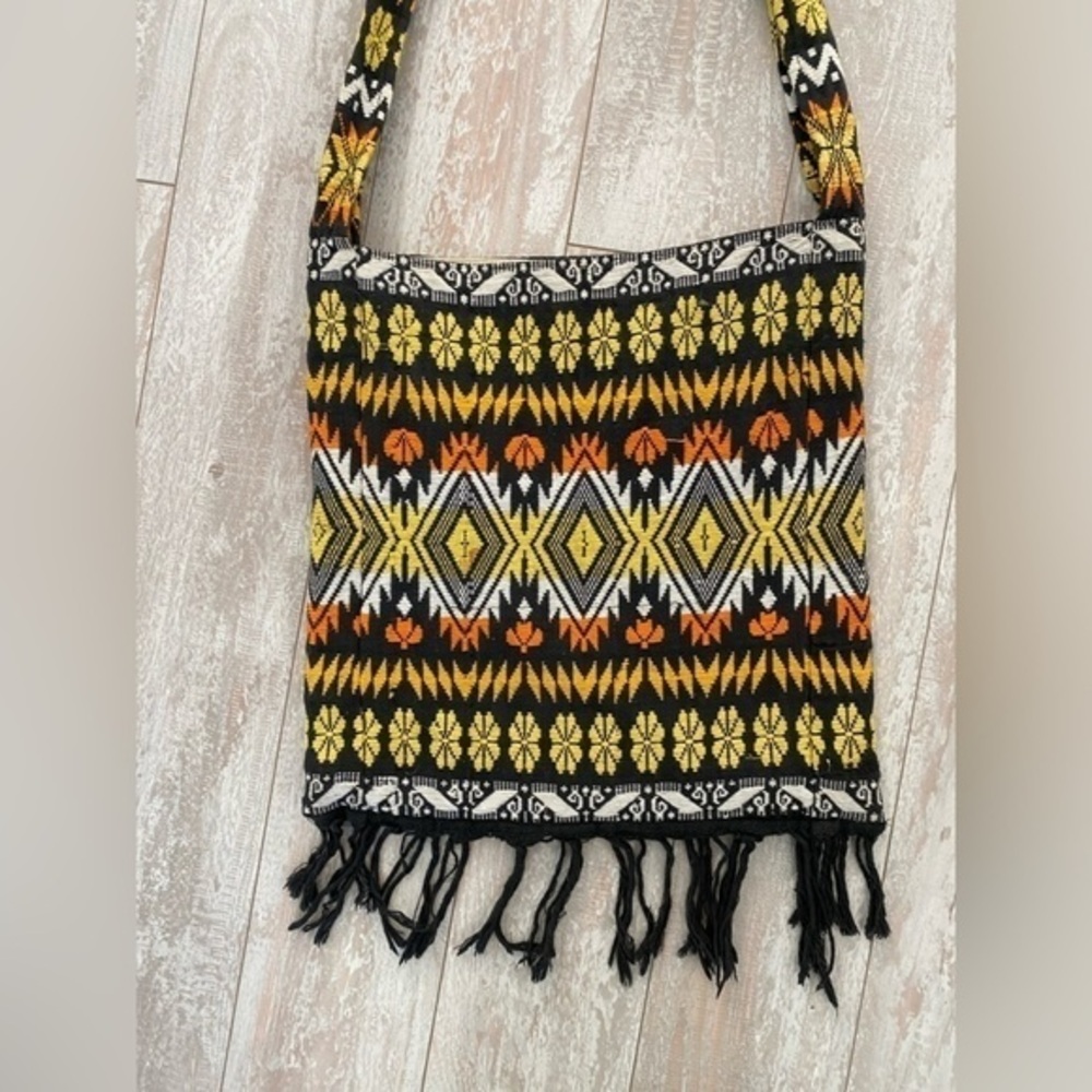 Boho Purse With Fringes on Bottom Super Cute and Clean 13” x 14”